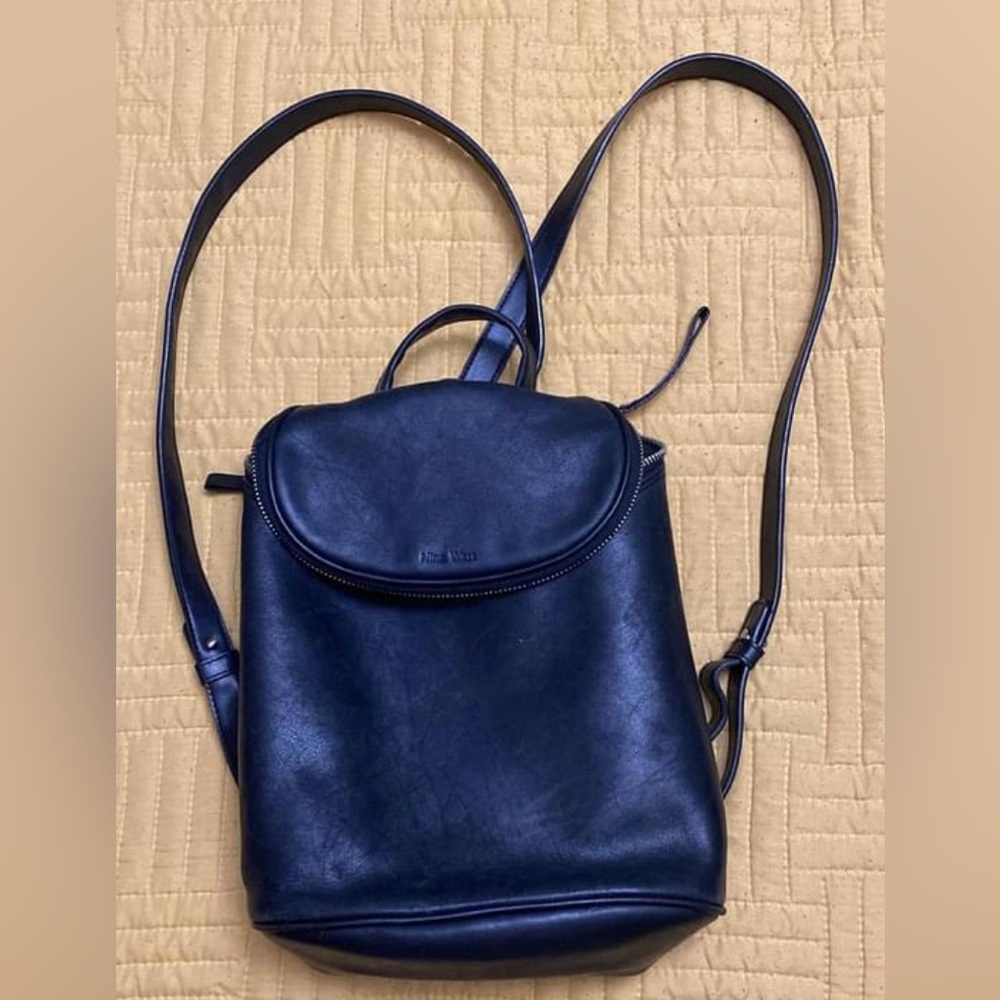 Nine West Black Leather Mini Backpack